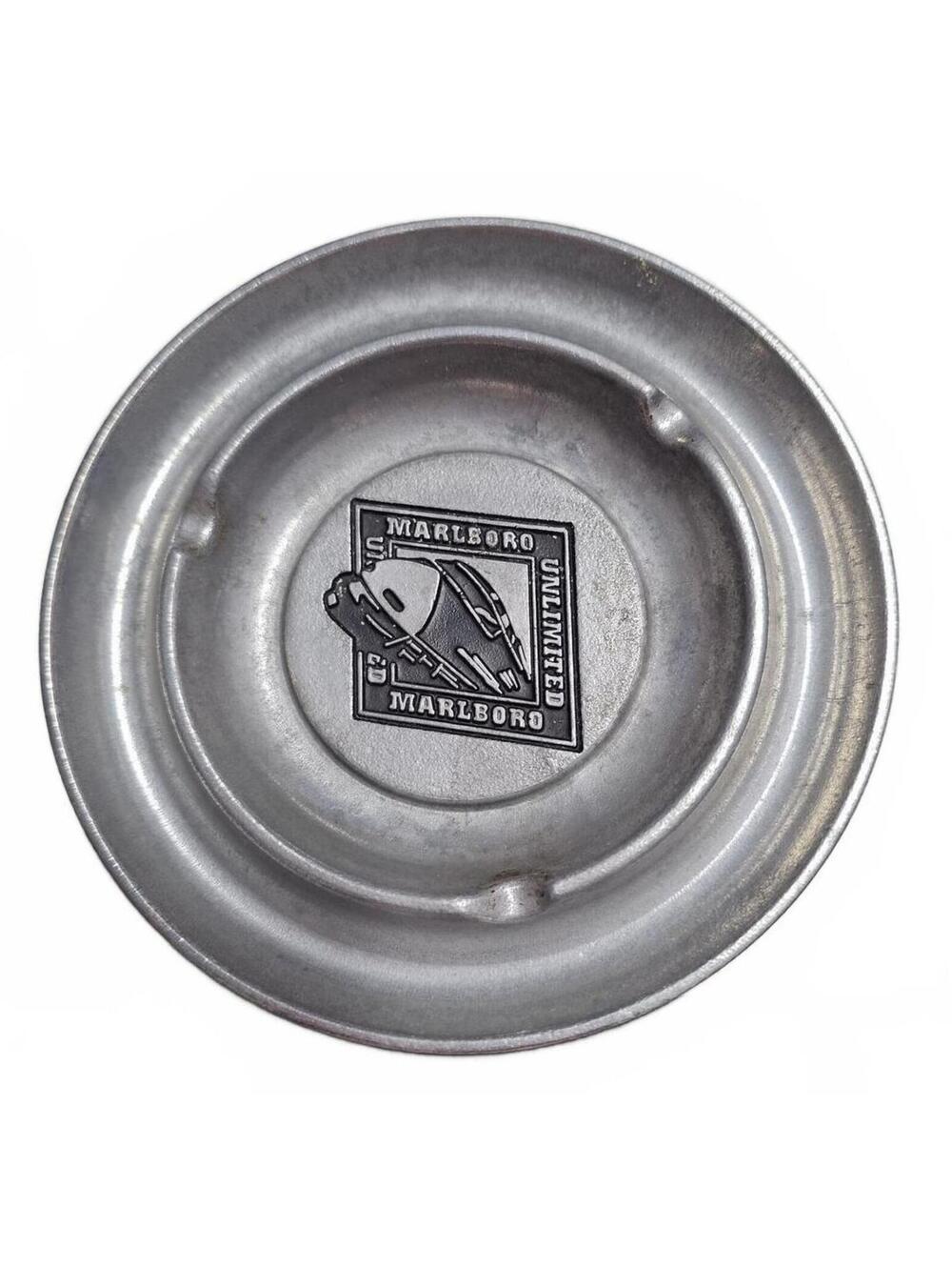 Vintage Marlboro Unlimited Pewter Metal Ashtray Round Cigarette - Collectible